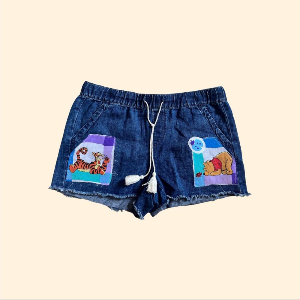 LOFT Blue Jean Shorts with Disney Winnie the Pooh Patches